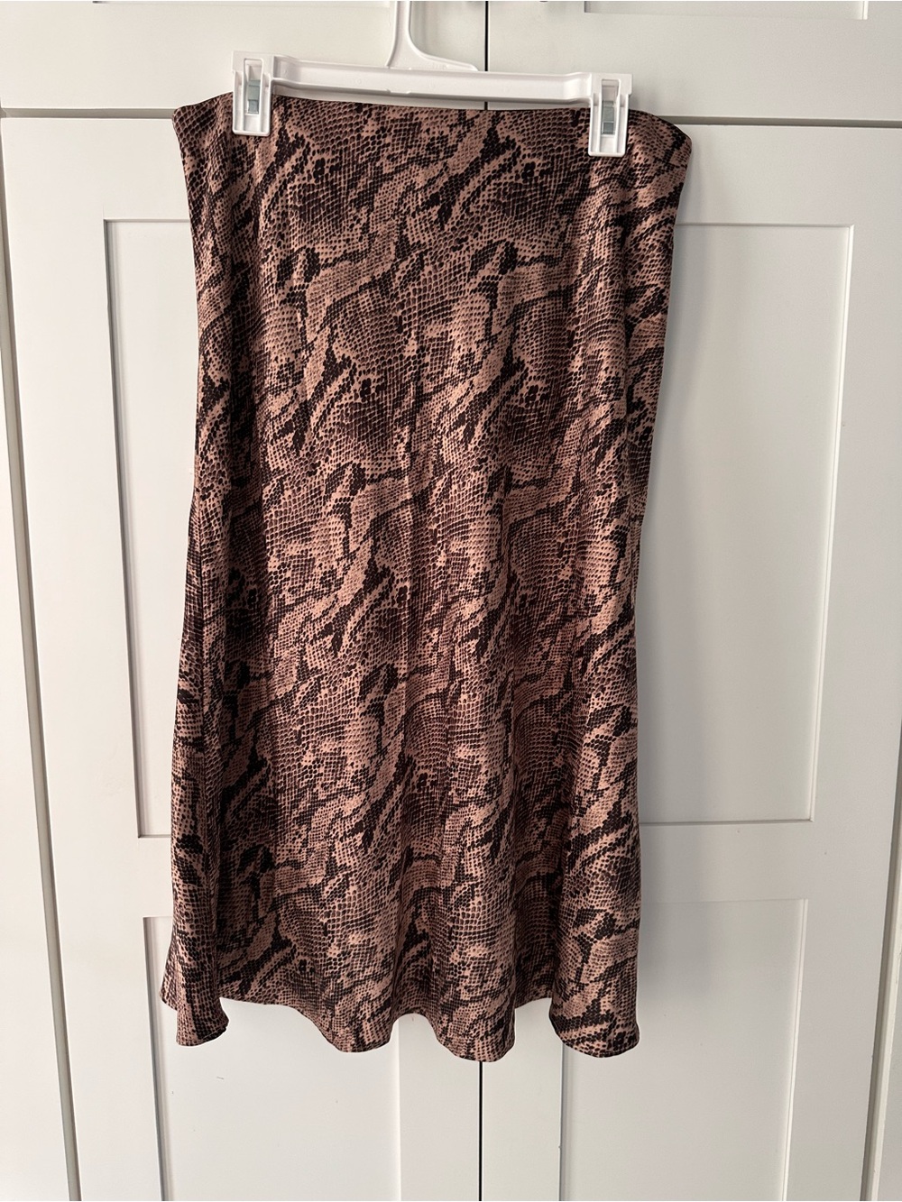 Express Brown Snake Print Midi Skirt